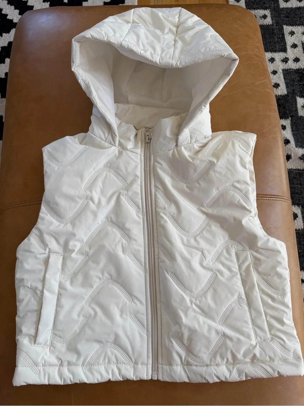 Old Navy Cream Quilted Hooded Vest
